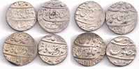 Muhammad Shah, Silver (4), Rupee, Murshidabad, Lacknau, Gwalior and Multan Mints. Very Fin