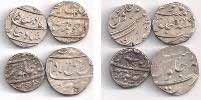 Silver (4), ½ Rupee, Aurangzeb, Khambhat and Surat Mints; Farrukhsiyar, Surat Mint; and Sh