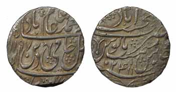 Najibabad Mint, Silver, Rupee, in the name of Shah Alam II, AH 1197/24, nearly complete mi