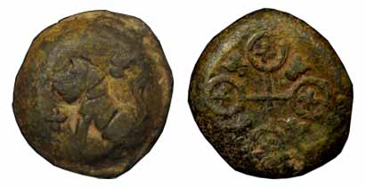 Satavahanas, Satakarni I, Lead, 16.37 g, Nasik Lion type with a lion seated to left with c