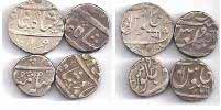 Silver (4), Anand Rao, Rupee and ½ Rupee; Ahmedabad Mint, Ankushi type with Nagari Ga, Rup