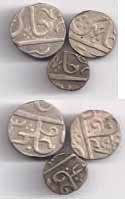 Silver (3), Set of 3: Rupee, ½ and ¼ Rupee. Very Fine, Scarce. 3 coins