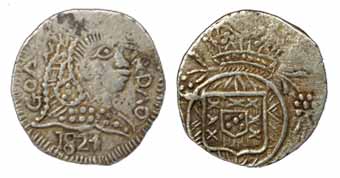 Goa, Joao, Silver, Pardao, 1821 (KM 237). About Very Fine with clear date, Rare.