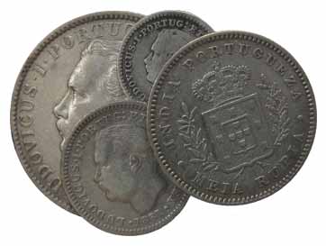 Luis I (Ludwig), Silver (4), Set of 4: Rupee, ½, ¼ and 1/8 Rupee, 1881. About Very Fine, S
