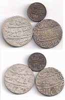 Farrukhabad Mint, Silver (3), Rupee (2) and ¼ Rupee, in the name of Shah Alam II, first tw