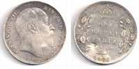 Edward VII, Silver, Rupee, 1909, Calcutta Mint. A small counter-mark below India reads in 