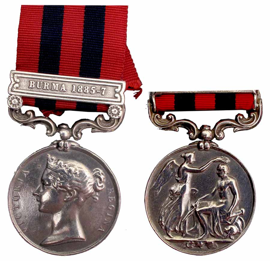 India General Service Medal, Victoria, Silver, Burma, 1885-87 Bar (Mackay# 117), Awarded t