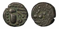 Indo-Sassanians, Malwa region, Billon, Govind III, crude bust on obv, a war scene where a 