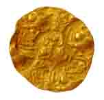 Chalukyas, Kirtivarma, Gold, Pagoda, punch-marked type, God of Death, Yama riding his vehi