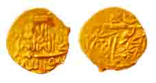 Akbar, Gold, 1/10 Mohur, Kalima type, mintless. Fine+, Scarce.