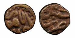 Akbar, Copper (2), Damri, Lahore and Sambhal Mints, Ilahi type. Very Fine, Scarce. 2 coins