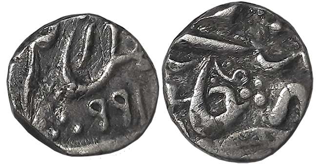 Balwantnagar Jhansi, Silver 1/4 Rupee, 2.68g, in the name of Shah Alam II, Devnagari Numer
