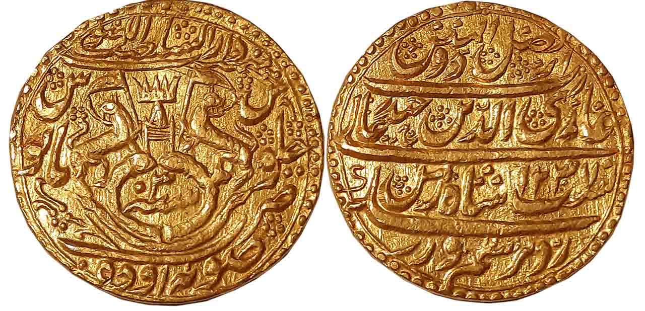 Awadh, Gazi ud din Haider Shah, Gold Tanka, 10.70g, Suba Awadh Dar ul Sultanate Lakhnau Mi
