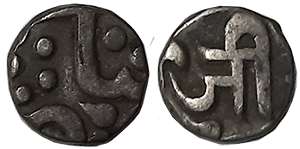 Jayaji Rao, Silver 1/8 Rupee, 1.34g, Lashkar Mint, in the name of Shah Alam II, Devnagari 
