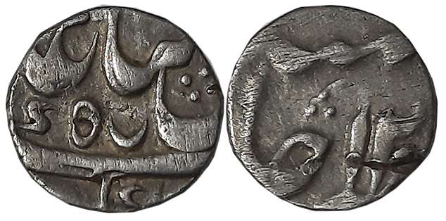 Murshidabad, Silver 1/8 Rupee, 1.36g, in the name of Shah Alam II, RY 12, Crescent mark on