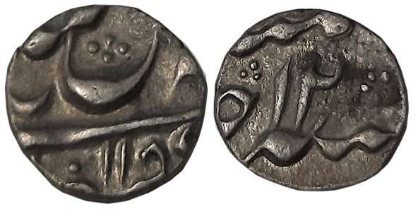Murshidabad, Silver 1/8 Rupee, 1.40g, in the name of Shah Alam II, AH 1189 / RY 12, Cresce
