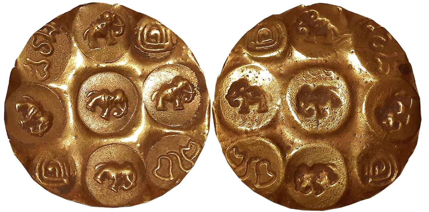 Western Gangas as feudatories of the Rashtrakutas, Gold Punch Marked Gadyana, repousse fab