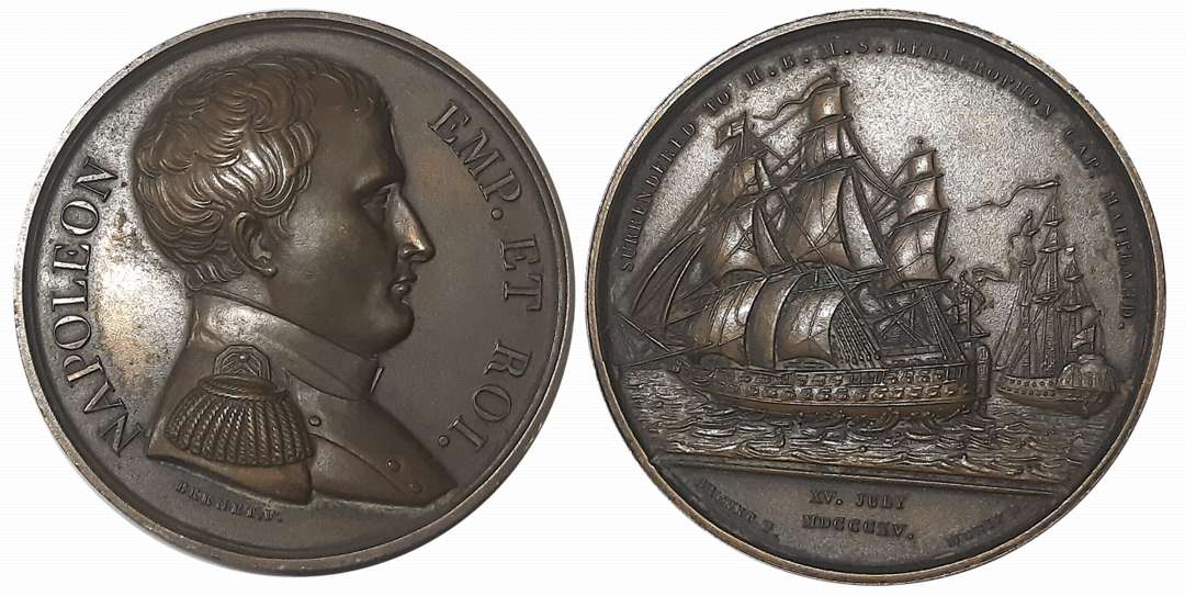 Napoleon, St. Helena, Bronze Medal, 1815, Obv: Napoleon in the admiral uniform and legend 