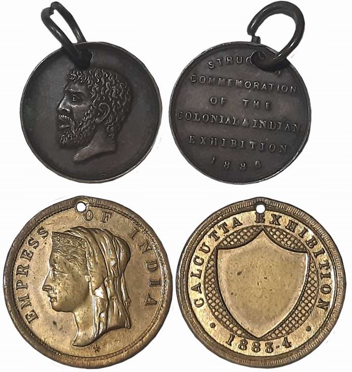 Medal, Bronze (2), Calcutta Exhibition 1883-85 & Colonial and Indian Exhibition Medal 1888