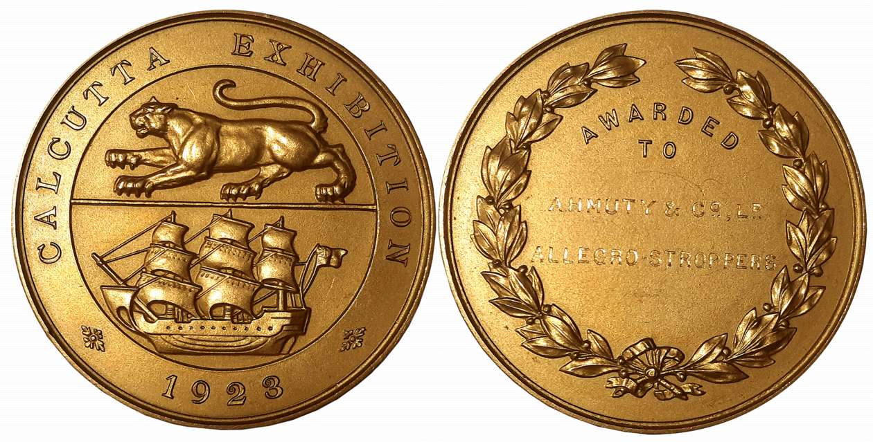 Calcutta Exhibition Gold Medal, 69.78g, 1923, Obv: Within circle Lion in the upper half of