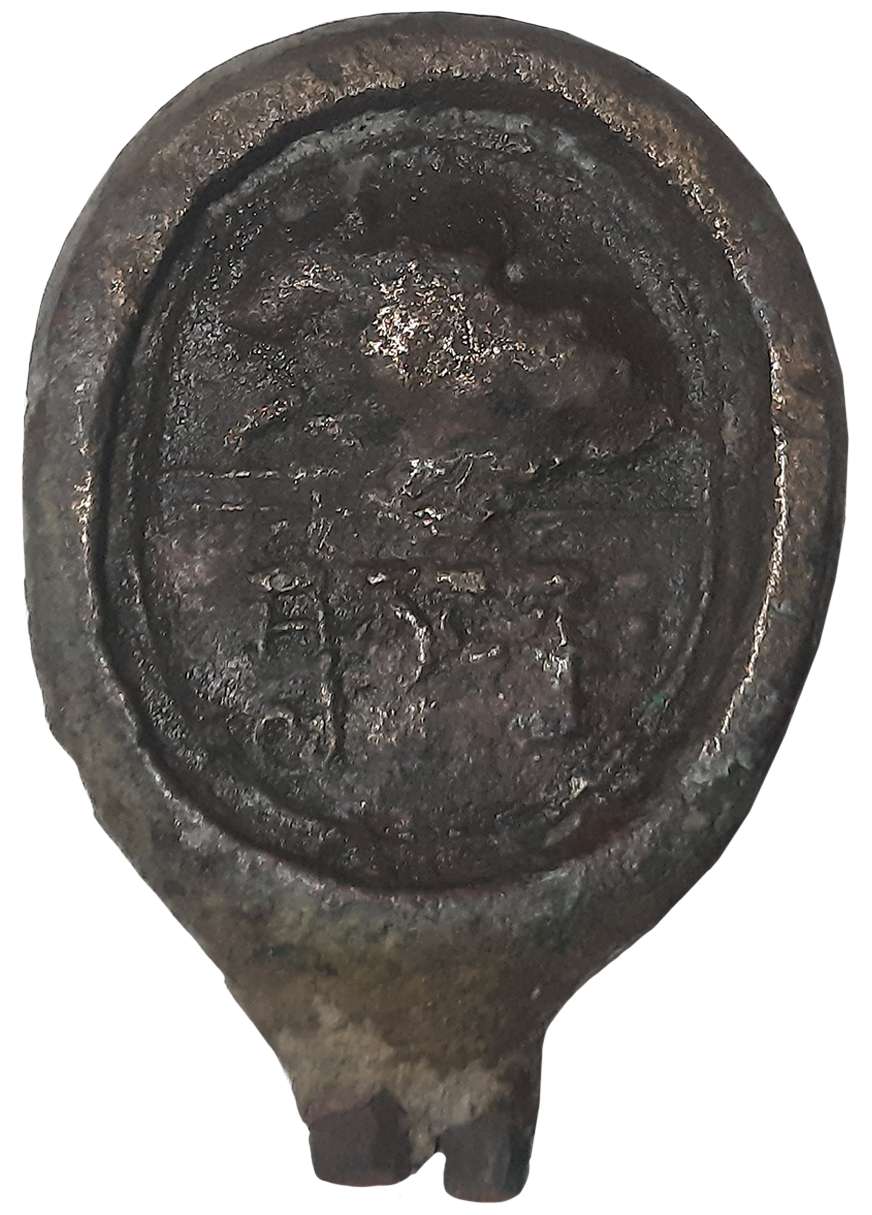 Seal, Ancient Gujarat, Maitrakas of Vallabhi, Copper Seal, 573.65g, Seated Bull with legen