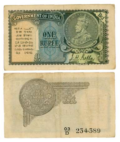 George V, Rupee 1, 2nd issue, 1935, Type 3.2, Signed J. W. Kelly, Prefix 03/D (R IPM# 3.2.