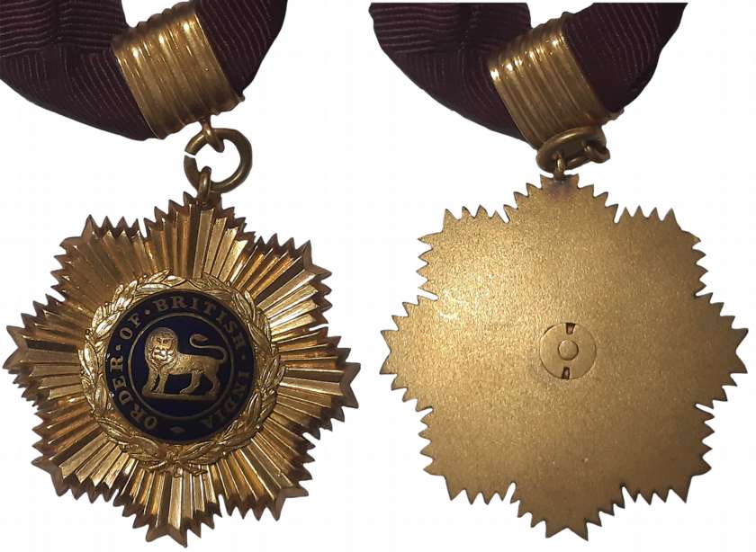 Order of British India, 1837-1939, (OBI), Gold Star Neck Badge, 32.43g, Second Class, The 