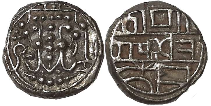 Alupas of Udupi, Based Gold Varaha, 3.48g, Obv: Two stylised Fishes, accosted by conch (le