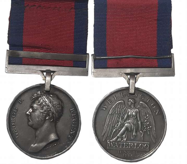 Waterloo Medal, 1815, Silver, Awarded to “ARCH. M ‘MELLAN, 1ST BATT. 91ST REG. FOOT.” Obv: