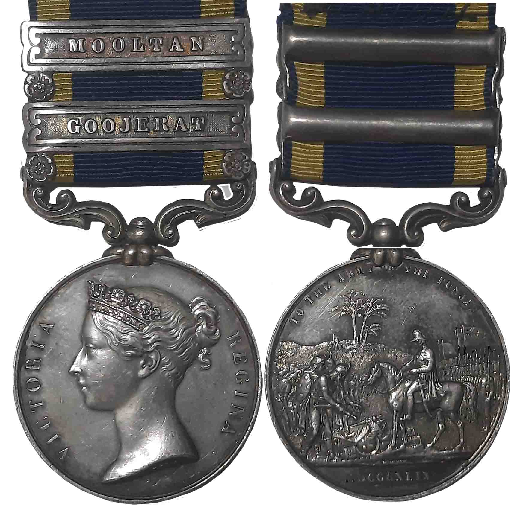Victoria, PUNJAB MEDAL, Mooltan & Goojerat Bars, Awarded to “THOS. LYELL, 1ST EUR. FUS.”, 
