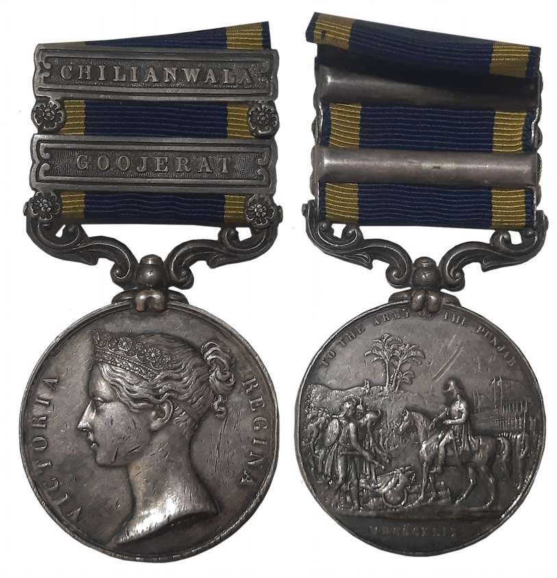 Victoria, PUNJAB MEDAL, Chilianwala & Goojerat, Bars, Awarded to “G. TAYLOR, 3RD, LT DRAGN