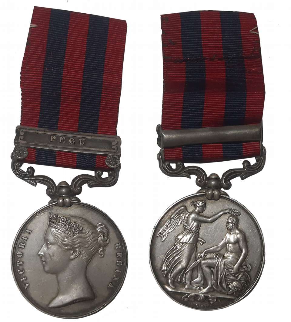 Victoria, India General Service Silver Medal, Pegu bar, Awarded to “FRED X. SMITH. G.R.COO