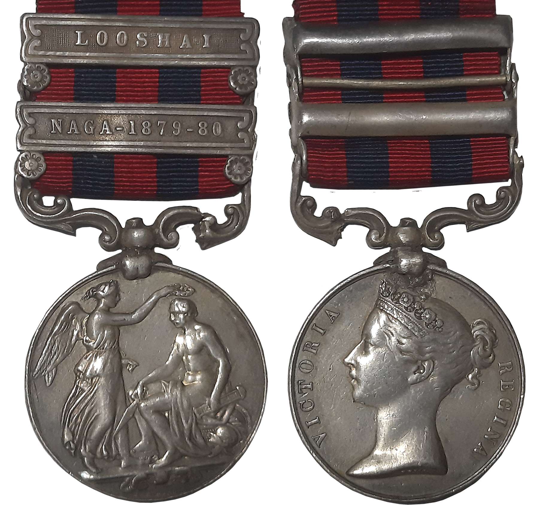 Victoria, India General Service Silver Medal, Naga- 1879-80, Looshai bars, Awarded to “SEP