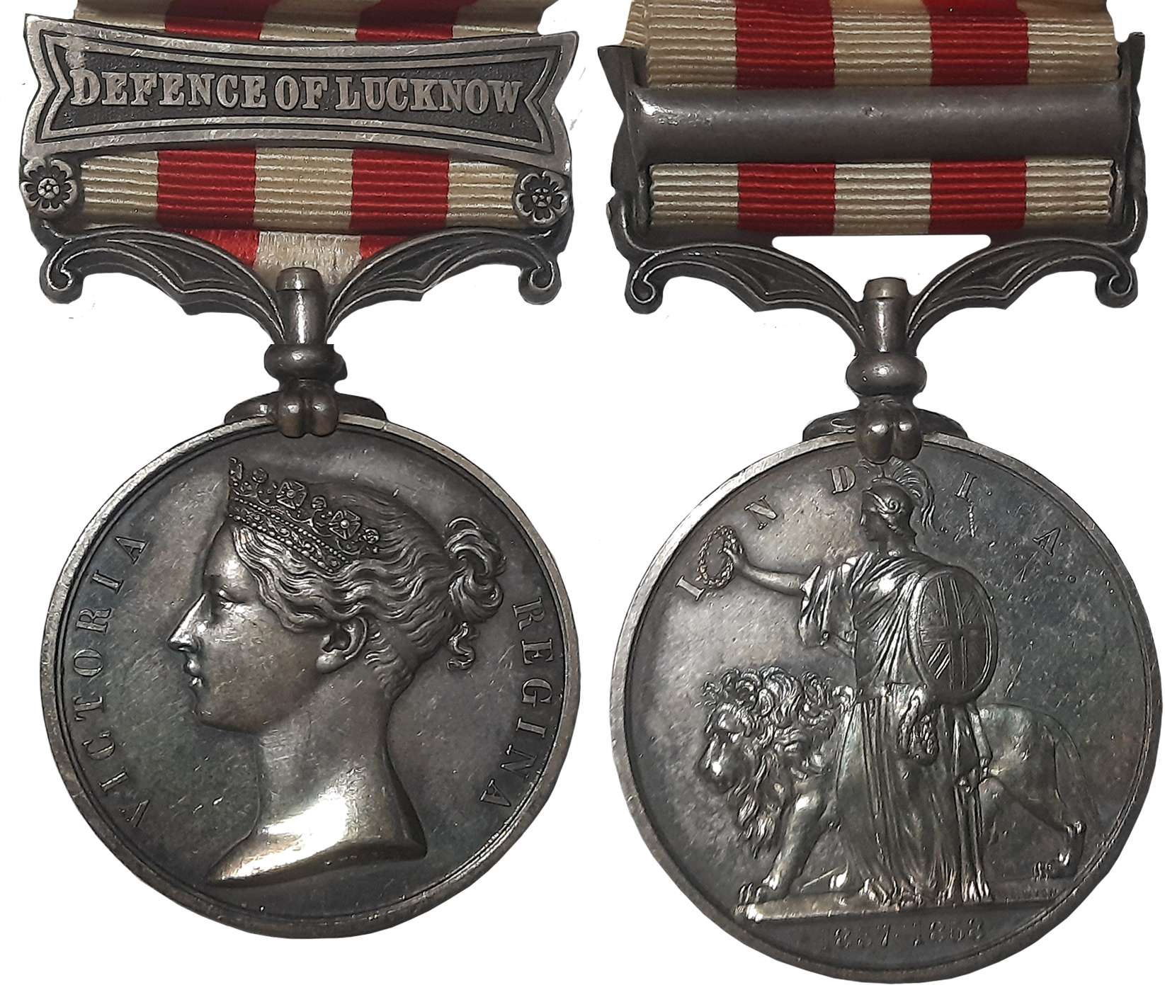 Victoria, Indian Mutiny Silver Medal, Defene of Lucknow bars, 1857-58, Awarded to “JOHN BR