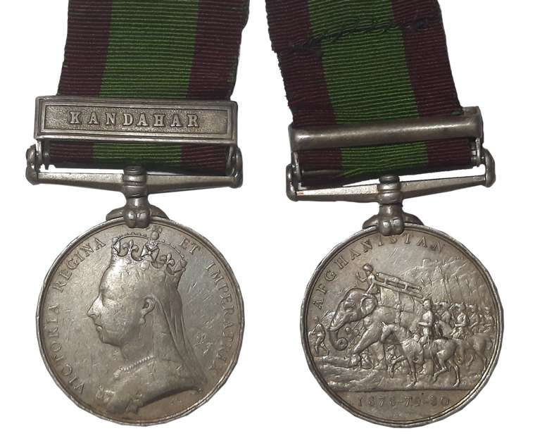 Victoria, 2nd Afghan War, Silver Medal, Kandahar Bar, Awarded to “2177 PT. RAM NARAYEN 4TH