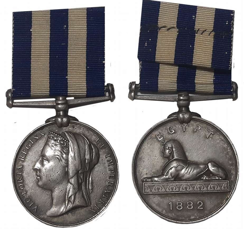 Victoria, Egypt Silver Medal, 1882, Awarded to “1652. PTE. A. GUY. 1/MANCH: R.”, Obv: Vict