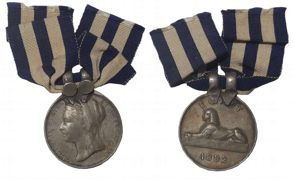 Victoria, Egypt Silver Medal, 1882, Awarded to “DRIVER DINKAR NO. 7 BTY 1ST BDE, N.I.”, Ob
