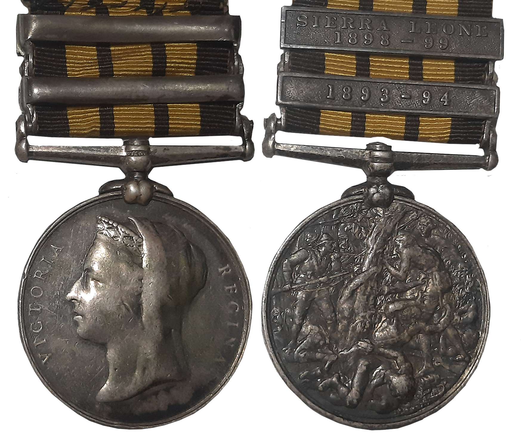 Victoria, East & West Africa Silver Medal, SIERRA LEONE 1893-94, 1898-99, Bars, Awarded to