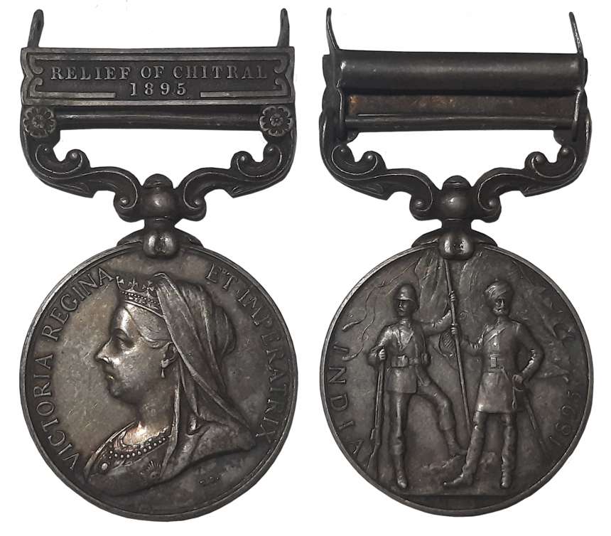 Victoria, India General Service 1897, Silver Medal, Relief of Chitral 1895 Bar, Awarded to