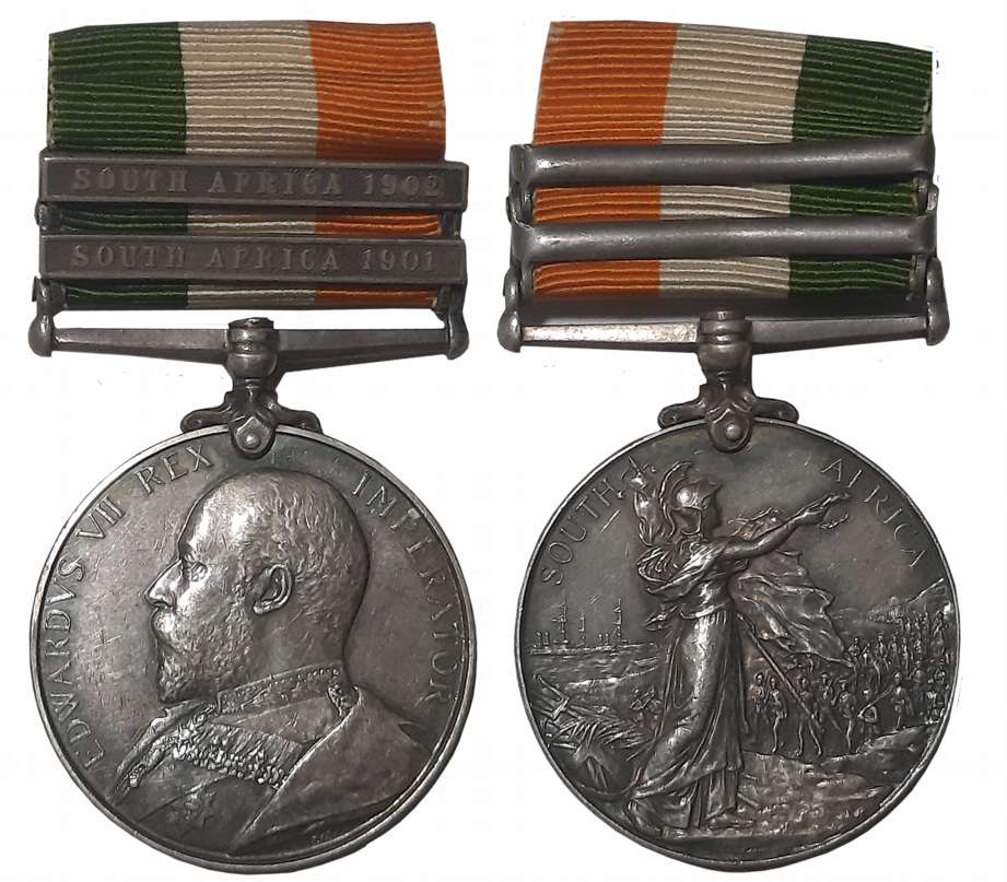 Edward VII, King's South Africa Silver Medal, South Africa 1901, 1902 Bars, Awarded to “25