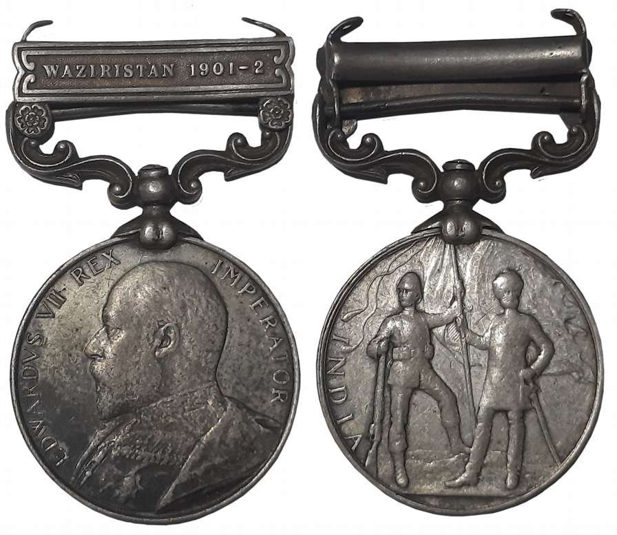 Edward VII, India General Service Silver Medal, Waziristan 1901-02 Bar, Awarded to “1204 S