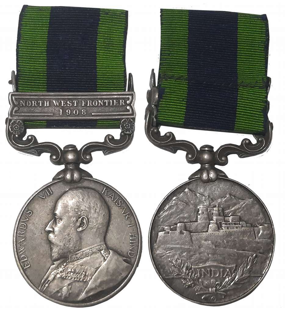 Edward VII, India General Service Silver Medal, 1908, North West Frontier 1908 Bar, Awarde