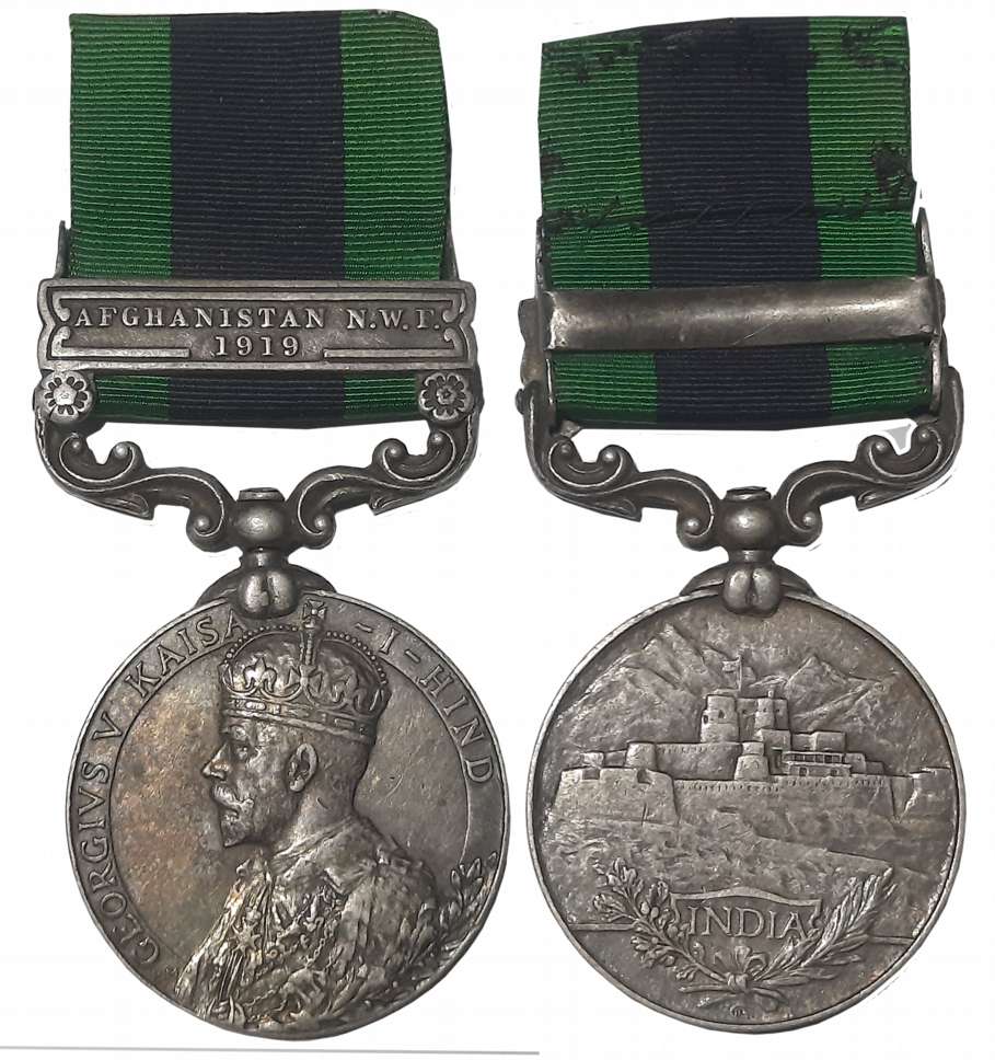 George V, India General Service Silver Medal, Afghanistan North West Frontier 1919 Bar, Aw