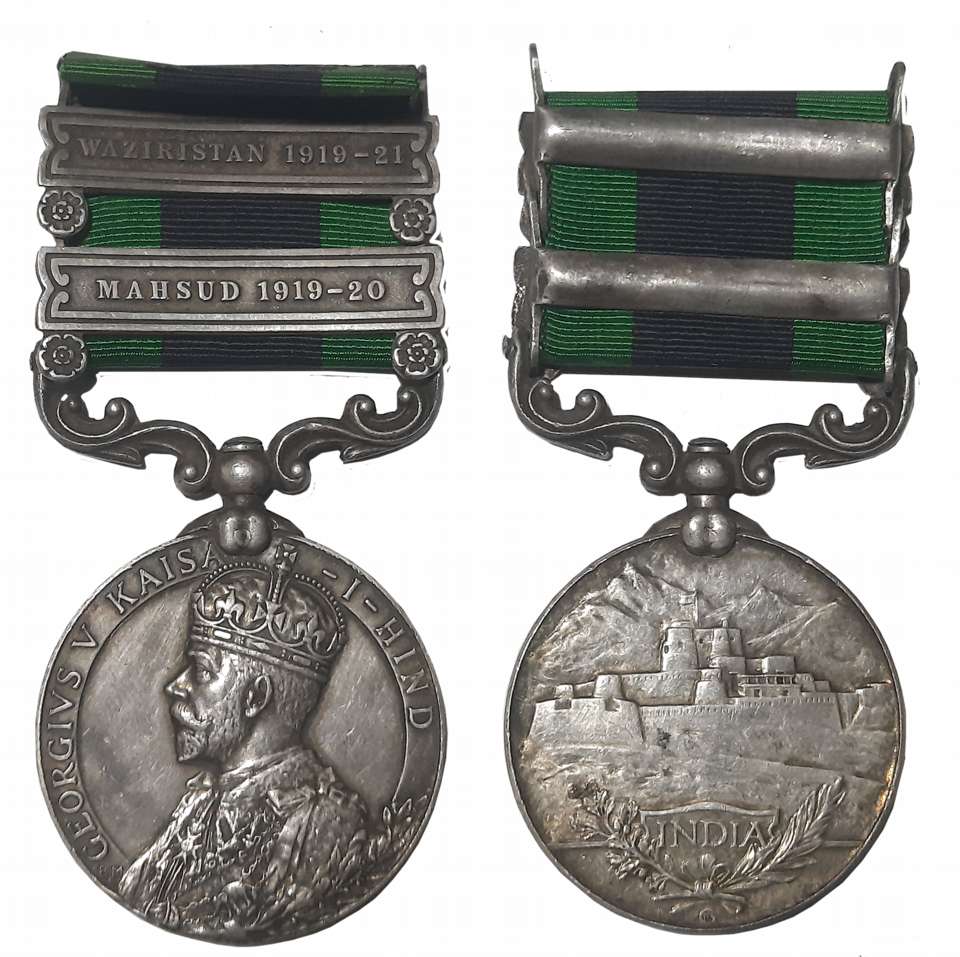 George V, India General Service Silver Medal, Mahsud, Waziristan 1919-20 & 1919-21 Bars, A