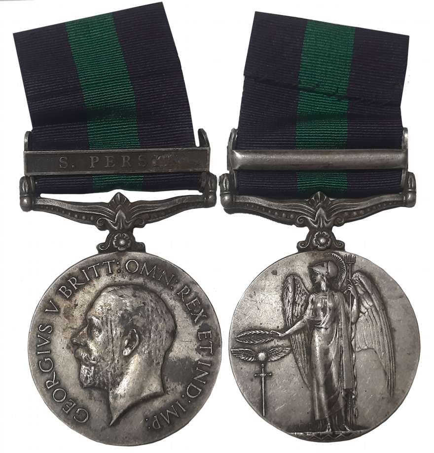 George V, General Service Silver Medal, S. PERSIA Bar, Awarded to “739 SEPOY MAT ABADAL UP