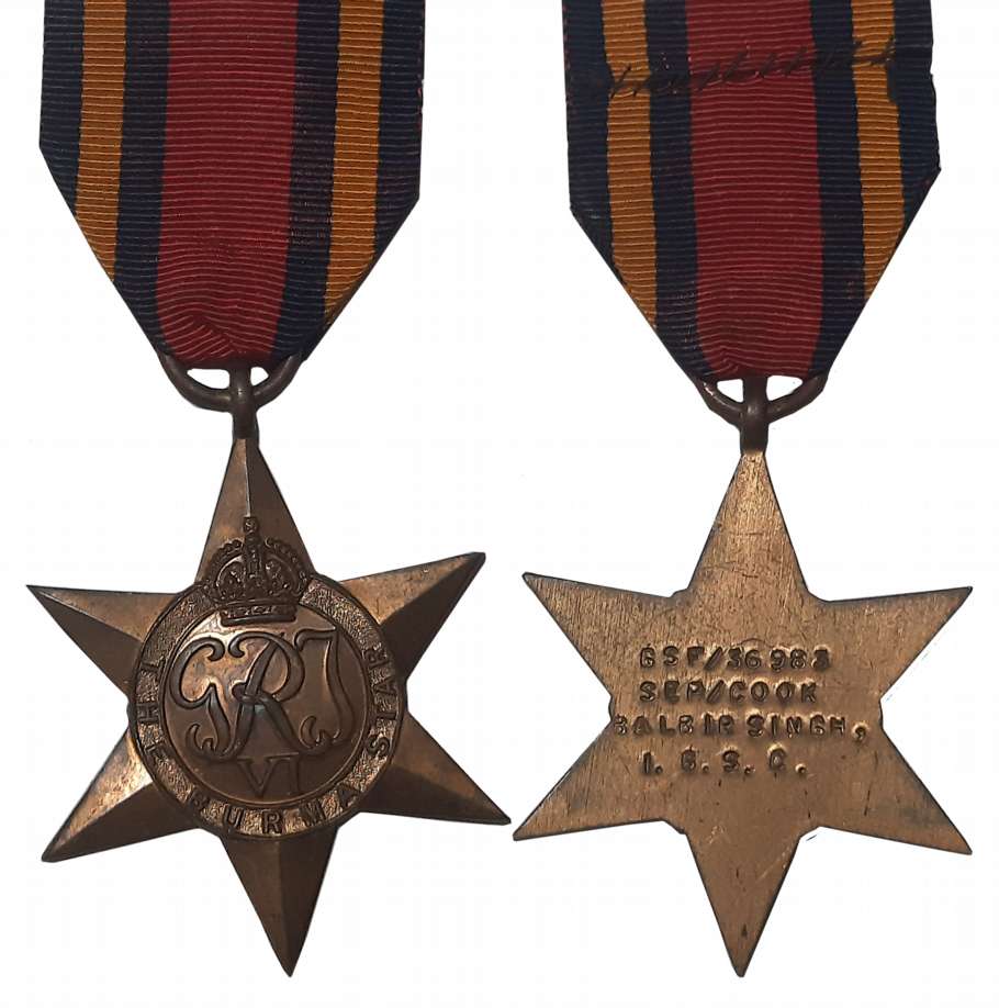 George VI, British India, 2nd World War 1939-1945, The Burma Star Bronze Medal, Awarded to
