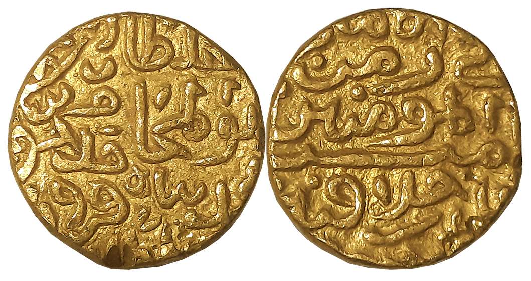 Mahmud bin Muhammad bin Firuz, Gold Tanka, 11.23g, Obv: Arabic legend “al-Sultan al-‘Azam 