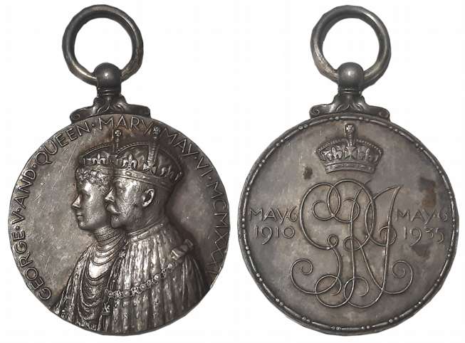 George V and Queen Marry Silver Jubilee Medal, Silver, Obv: Conjoined busts of the King an
