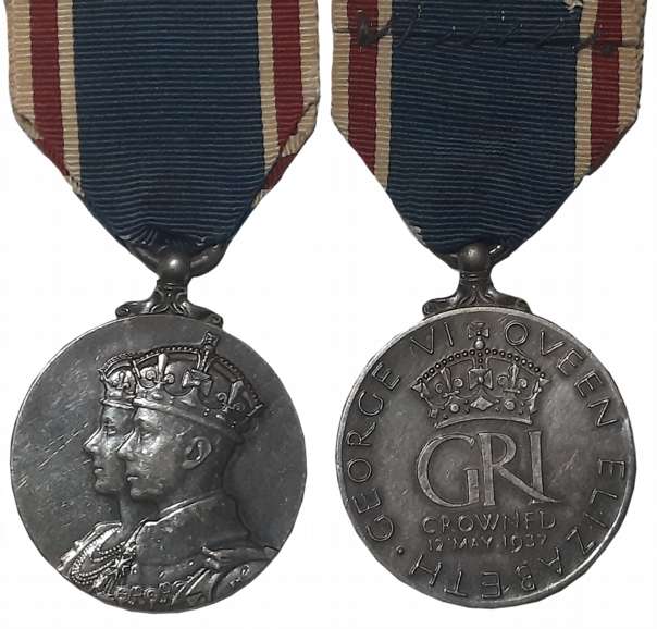 King George VI, Coronation Silver Medal, Obv: Bust of King George VI and Queen Elizabeth, 