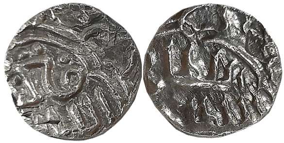Jalal al-Din Fath Shah, Silver 1/4 Tanka, 2.09g, an unusual and unique type, Obv: Arabic l